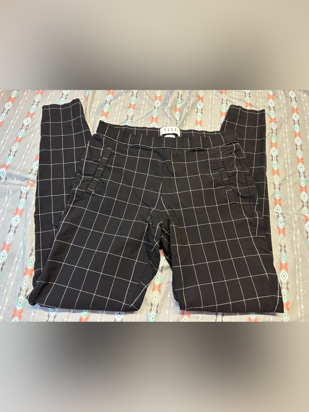 ⚛️ELLE Black Windowpane Skinny Pants
